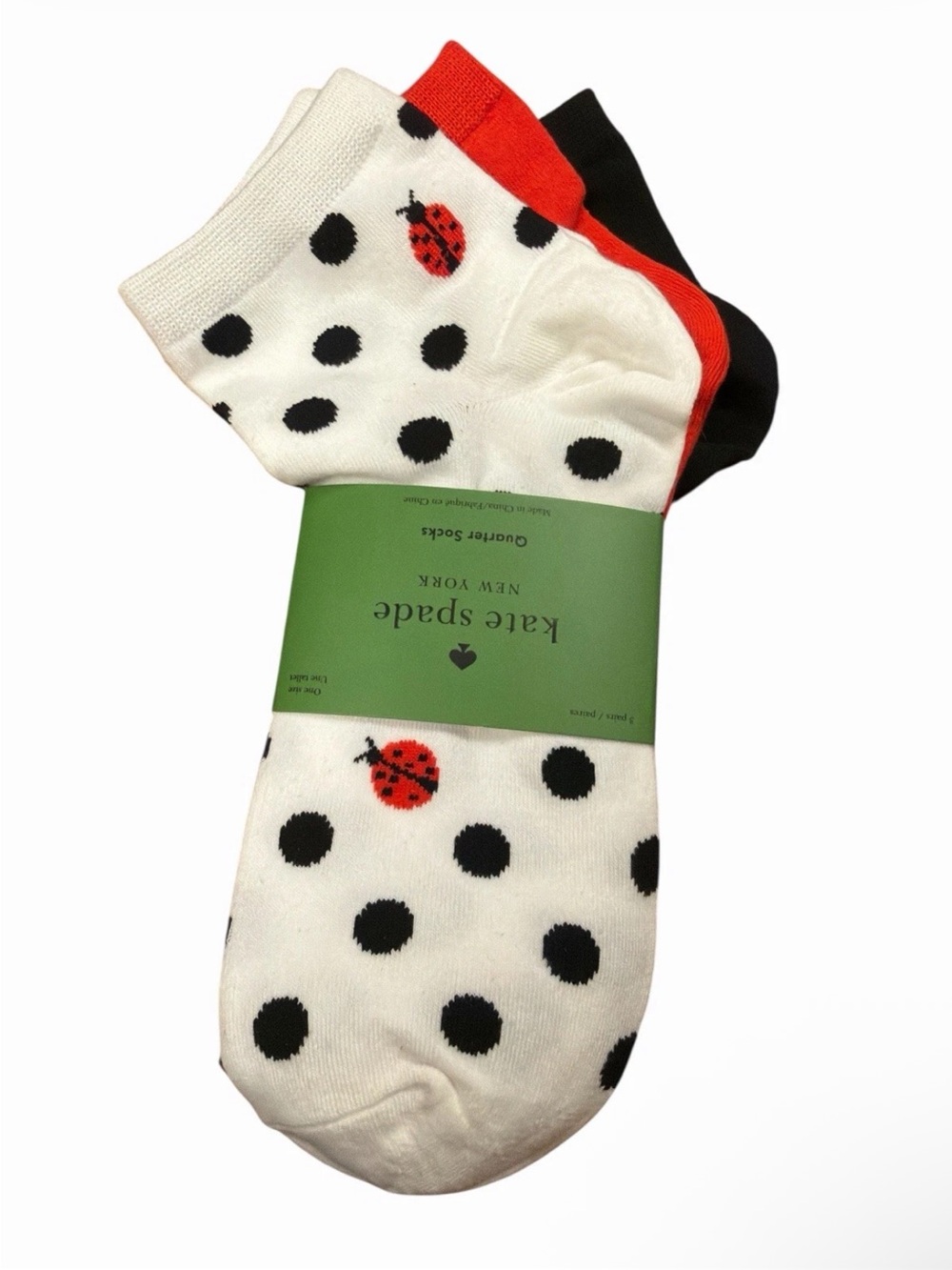 Kate Spade Ladybug & Polka Dot Quarter Socks – 3 Pk - Picture 2 of 4